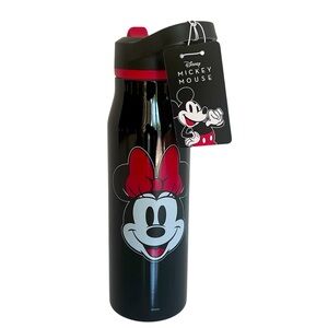 Walt Disney Black & Red Mickey & Minnie Mouse 20 oz Tumbler with Straw.  NWT
